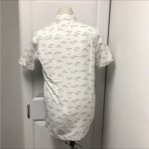 Plugg Mens Short Sleeve Button Down Casual Shirt, White, size S - Picture 13 of 13